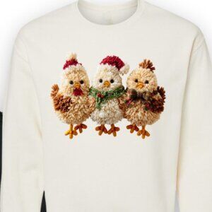 Plus Size Latch Hook Fluffy Chickens Graphic Sweatshirt